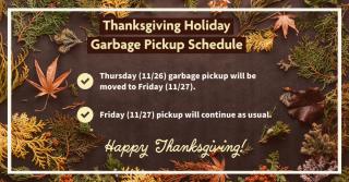 Thanksgiving Holiday Garbage Schedule